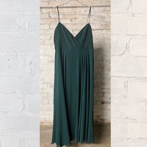 hunter green chiffon spaghetti strap flowy bridesmaid dress [size 20]